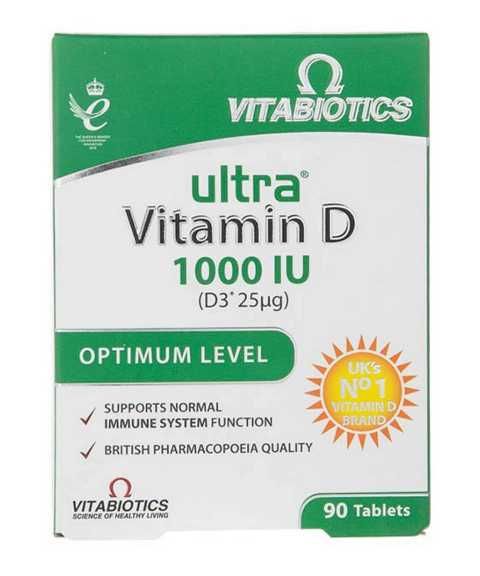 اولترا ویتامین د 1000 واحد ویتابیوتیکس 90 عدد | Vitabiotics Ultra Vitamin D 1000 IU