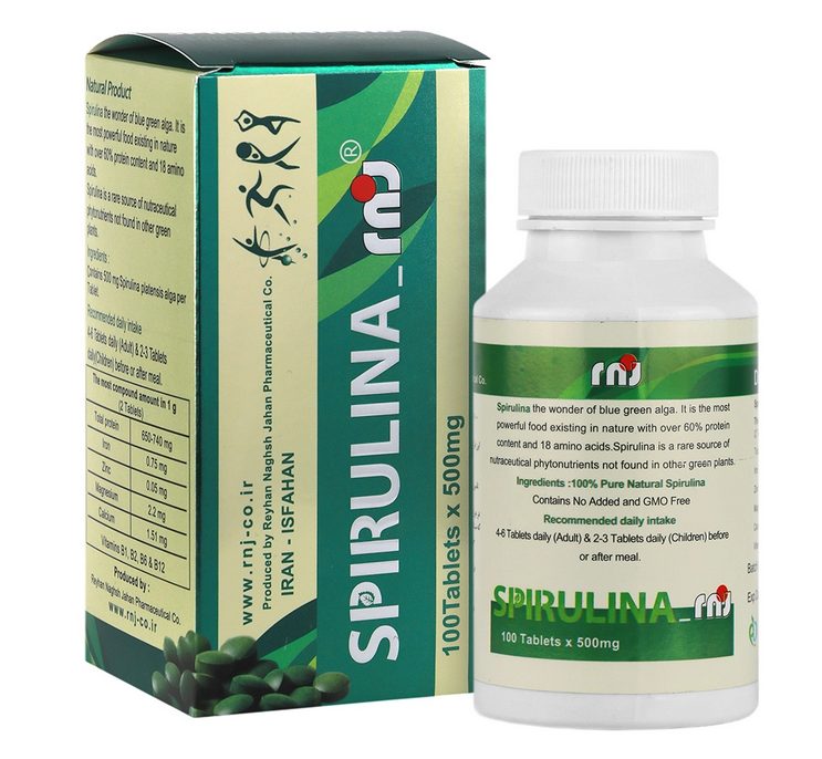 اسپیرولینا آر ان جی ریحان نقش جهان 100 عدد | Reyhan Naghsh Jahan Spirulina RNJ